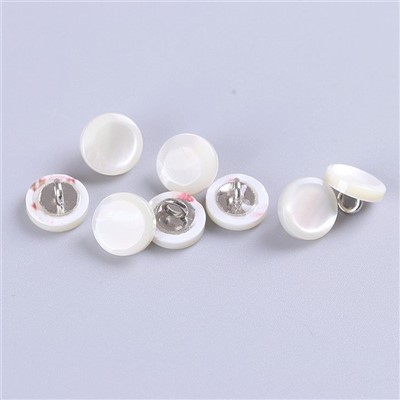 Natural Shell Sewing Button with Silver Shank